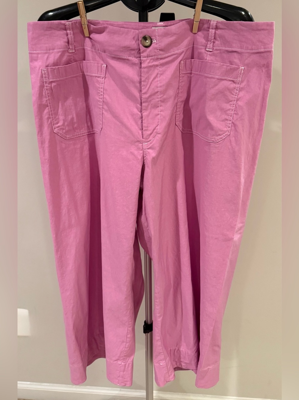 Anthropologie Maeve Colette Cropped Cotton Pants Bubblegum Pink 20W EUC
